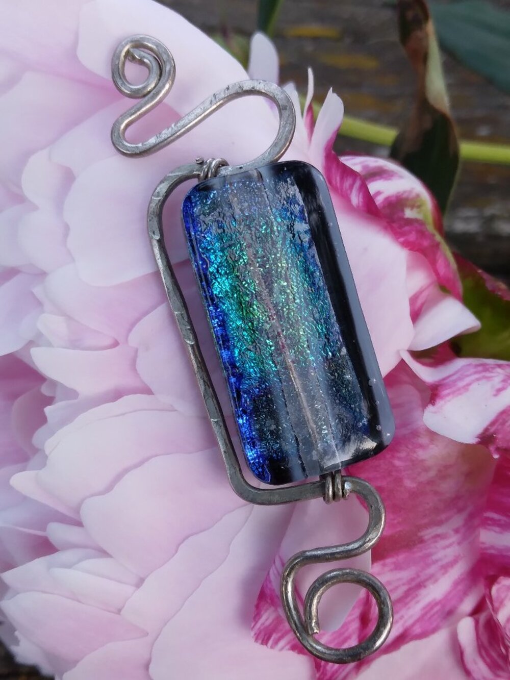 Handmade Sterling Silver Dichroic Glass Pendant